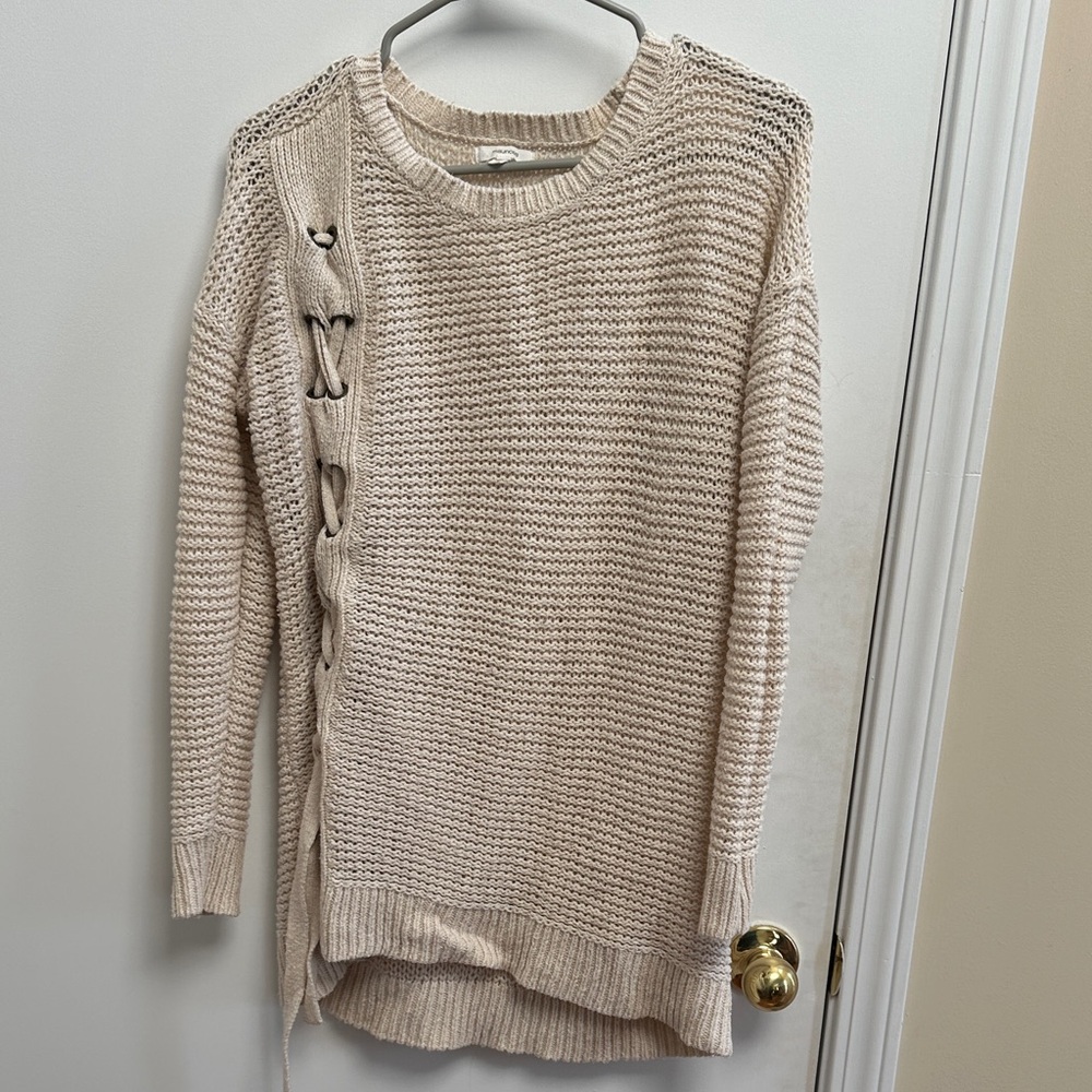 Maurices Cream Knit Sweater with Side Accents